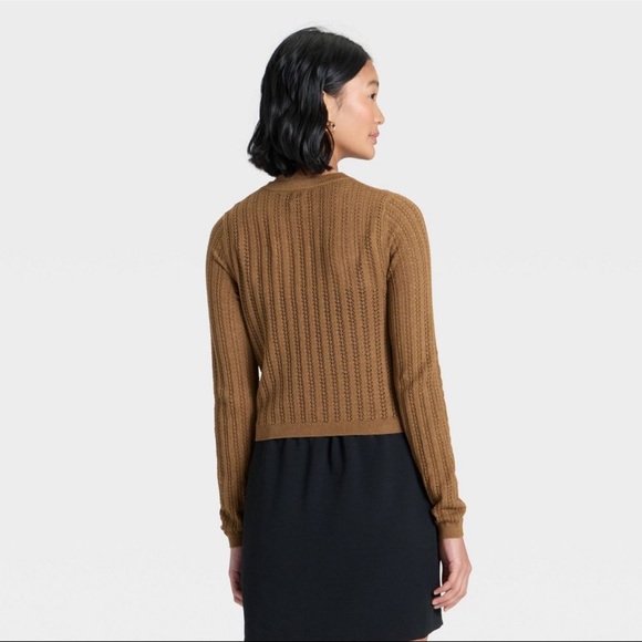 Women's Pointelle Cardigan - A New Day - Brown - XS & M - Picture 2 of 12